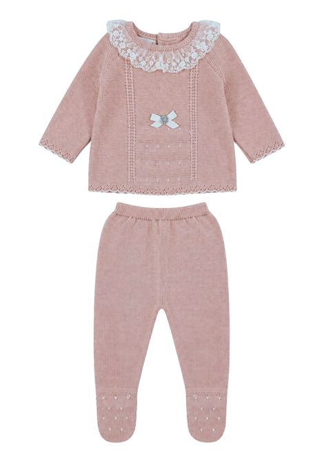Completo neonata rosa in cotone e cashmere PAZ RODRIGUEZ | 122075/ANROSA